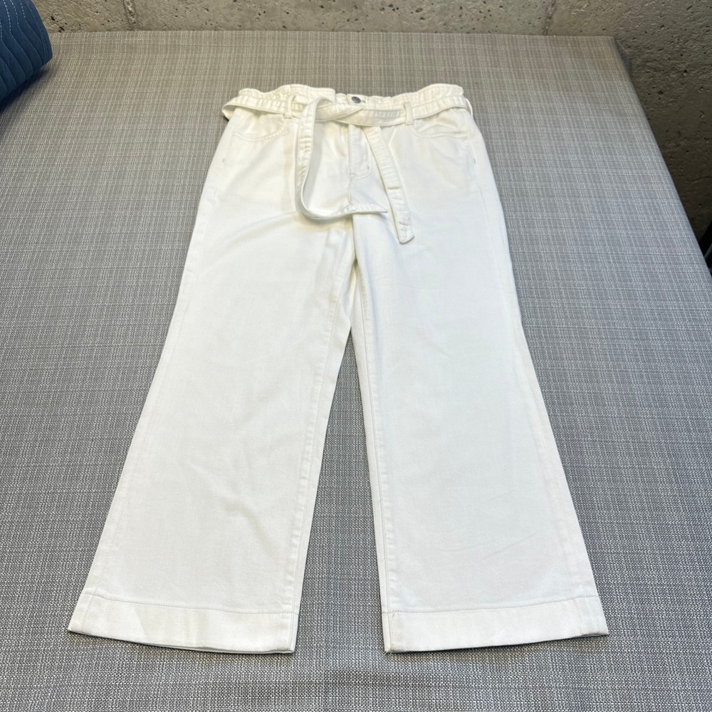J Crew Wide Leg High Rise Jeans size 29 Coastal White Belted Euro Quiet Luxury *